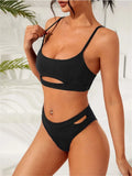 Solid Hollow Out Two Piece Bikini Swimsuit Women Swimwear Female Bathers Bathing Swimming Swim Suit Beachwear