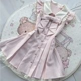 Pbong  2000s Harajuku Vintage Lolita Dress Y2k Japanese Kawaii Sweet Flying Sleeve Short Party Dress Bow Lace One Piece Dress Korean