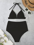 Triangle Bikinis Women Push Up Swimsuit Solid Sexy High Waist Swimwear Female Swimming Bathing Suit Summer Beachwear