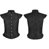 Vintage Men's Jacquard Vest Medieval Dark Pattern Fabric Gorgeous Elegant Sleeveless Waistcoat for Halloween Party Cosplay Adult