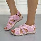 Pbong  Women's Sandals Summer New Round Head Breathable Casual Sandals Large Size Flat Beach Sandals Women