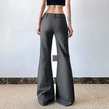 Pbong  Office Ladies Basic Slim-fitting Solid Suitpants Y2K Elegant Fashion Low-Waisted Flare Pants Women Autumn Spring Trousers