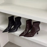 Pbong  Winter New Brand Women High Heel Short Boots Fashion Pointed Toe Ladies Elegant Ankle Boots High Heel Dress Pumps Boots Women