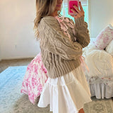 Pbong  Sweet Ribbon Criss-Cross Tie Up Sweater Girly Coquette Cable Knitted Pullovers Women Autumn Vintage Y2k Knitwear Jumpers Tops