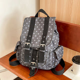 Pbong  Japanese Polka Dot Print Backpack Women Korean Daypack Large Capacity Travel Rucksack Cute School Bookbags Retro Causal Daypack