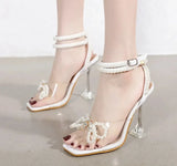 Pbong  New Design Gladiator Sandals for Women Sexy String Bead High Heels Shoes Summer Butterfly-knot Elegant Party Shoes Buckles Pumps