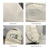 Pbong  College Style Canvas School Bags For Girls Solid Junior High School Student Schoolbag Korean Version Laptop Backpack Women Boys