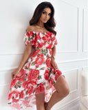 Floral Print Sexy Backless Ruffles Summer Casual Party Dresses Womens Cortos Boho Vestidos Femininos Elegante Soltinho