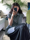 Pbong  Blusas Mujer De Moda Fashion Summer Women Blouses Y2k Tops Flying Sleeve Oversized Shirts Casual Plaid Korean Retro Blouse