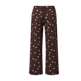 Pbong  Women Polka Dot Wide Leg Jeans High Waisted Loose Fit Straight Leg Denim Pants Y2K Retro Trousers Preppy Streetwear