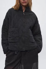 Cotton Coat Women's Winter Fashion Pocket Drawstring Warm Vintage Long Sleeve Zipper Female Outerwear Tops Jacket