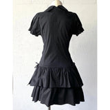Pbong  Vintage Lace Patchwork Shirt Dress Women Lolita Preppy Style Button Short Sleeve Dress Slim Harajuku Y2K Tiered Gothic Vestidos