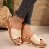 Pbong  New Large Size Stone Pattern Fish Mouth Thick Soled Slippers for Border Casual Outer Wear Wedge Heel Women S Shoes Sandals