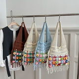 Women Knitted Hobo Tote Bag Big Knit Shoulder Bags Large Capacity Daily Shopping Travel Handbags and Purses Summer New