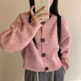 Chunky Cardigan Woman Cozy Button Front Sweater Jacket Long Sleeve Single Breasted Knitted Coat Autumn Winter Casual Knitwear