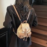 Women Mini Pu Backpacks New Korean Fashion Luxury Double Pockets Backpack Student School Bag Back Packs
