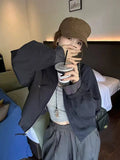 Harajuku Y2K Baseball Jacket Women Loose Vintage Plaid Patchwork Short Coat Streetwear Long Sleeve Vintage American Bf Tops