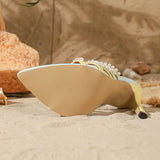 Pbong  Sexy String Bead Thin Heels Pointed Toe Slippers Women Narrow Band Stripper Ladies Slides Summer Shoes Zapatos De Mujer