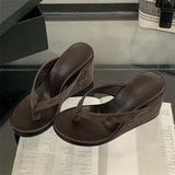 Pbong  Summer Leopard Print Slides Clip Toe Platform sandals Wedges Women Slippers Fashion Thick Bottom High Heels Flip Flops Shoes