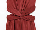 Satin Hollow Out Kink Long Dress Round Neck Sleevelss Party Dress For Summer Elegant Chic Vestidos Woman Clothing