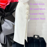 3D Flower Slit Slim Party Long Skirts Fashion High Waist Tight Women Skirt Solid Color Zipper Female Skirt Summer New