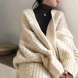 Women Loose Warm Long Cardigan Coat Solid Long Sleeve Knit Thicken Sweater Coat Women Autumn Winter Streetwear Outerwear