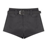 Pbong  British Style Spicy Girl Coffee Faux Woolen Shorts for Women Fall/Winter New Low-Waisted Straight Casual Short Pants Street Wear