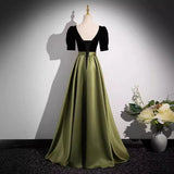 Pbong  Evening Dress Female Black New Banquet Fashion Temperament Square Collar Formal Dress Women Elegant Evening Dresses