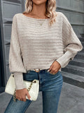 Autumn and Winter Women's New Casual One Collar Bat Sleeve Knitted Sweater