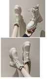 Zipper Flat Heel White Ankle Boots Brand Women's Shoes Boots-Women  Round Toe Low Fashion High HeelViertu Autumn Lolita Ladies