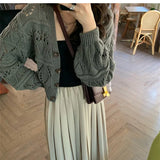 Long Sleeve Pointelle Knit Top Women Sweater Cardigan Sheer Button-up Sweater Jacket blusas para mujer Vacation Boho Outfit