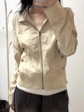 High End Fashion Autumn Commuter Coats American Vinateg Punk All Match Slim Zipper Harajuku Japan Jackets Y2k Aesthetic Clothes