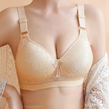 Pbong  2PCS High Quality Gathering Anti Sagging Women's Anti Glare Underwear Comfortable Seamless Plus Size Simple Natural Women's Bra