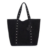 Pbong  Trendy Suede Tote Bag, Studded Detail & Heart Accent, Spacious, Versatile Shoulder Armpit Bags for Daily Commute Casual Outings
