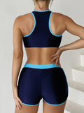Zipper Bikini Set Two Piece Swimsuit Women With Shorts Sports Swimwear Female Bathing Swimming Suit Beach Wear Summer