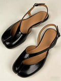 Pbong  Luxury Tabi Flat Sandals Women Summer Patent Split Toe Slingbacks Ballet Shoes Brand Designer Banquet Wedding Sandalias