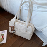 Pbong  Small Short Handle PU Tote Bags for Women Y2K Ladies Shoulder Bag Females Retro Handbags and Purses