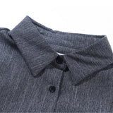 Fake Denim Fashion Spring Summer Outfits 2025 New Lapel Blouse Top And Short Skirt Two Piece Set Streetwear Shirts + Pleat Skirt