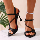 Pbong  Women's Sandals Summer New Woman Pointed Toe High Heels Ladies Shoes Female Buckle Strap Female High-Heeled Sandals