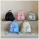 Pbong  Cute Simple Butterfly Knot Small Backpack Versatile Fashionable Stylish Summer Street Trend PU Material Bucket Bag
