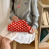 Women Polka Dot Soft Fabric Cloud Shoulder Bag Chain Crossbody Bags New Trend Casual Daily Fashion Handbags and Purses