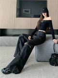 Pbong  Fashion Design Pantalones De Mujer Solid Color Pockets High Waist Casual Loose Pants Spring Autumn All Match Women Clothing