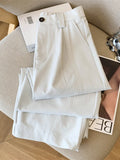 Casual Elegant Wide Leg Pant Women Vintage High Waist Loose Korean Trousers Fall Winter Pockets Solid Simple Retro Pants