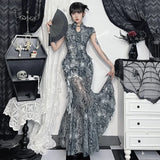 Vintage Chinese Style Skirt Women Aesthetic Fairy Grunge Elegant Butterfly Printed High Waist Skirt Y2k E-girl Clubwear