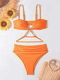 Bikini Women High Waist Swimsuit Solid Vintage Swimwear Female Bathers Bathing Swimming Suit Summer Beachwear