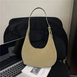 Pbong  Casual Chic New Moon Bag Women's Fashion Simple Design Trendy Spring PU Material Medium Size Daily Match Sewing Line