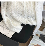 Women Knitted Cardigan Sweater Jacket Fashion Spring Autumn 2024 New Versatile Leisure Thin Style Hollowing Out Ladies Top Coat