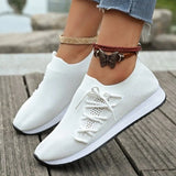 Pbong  Yellow Women Casual Shoes Breathable Knitted Women Sneakers Soft Sole Woman Flat Shoes Outdoor Spring Summer Mesh Female Shoes