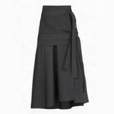Preppy Style Gray Long Skirts Women Japanese Style Harajuku Midi Skirt Vintage Asymmetrical Casual Aesthetic Skirts