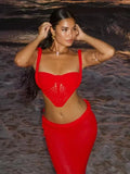 Vacation Beach Summer Outfits Tank Top + Long Skirt Knit Sexy Women Set Hollow Out Transparent Vest And Skirt Suit 2pcs New